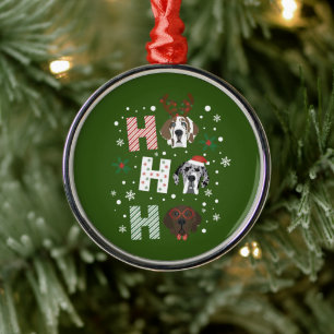 Ho Ho Ho Great Dane Merry Christmas Metal Ornament