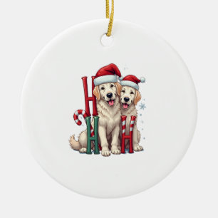 Ho Ho Ho Great Pyrenees Dog Lover Christmas Santa Ceramic Ornament