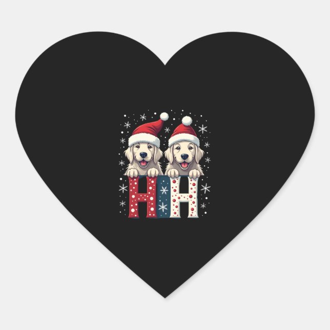 Ho Ho Ho Great Pyrenees Dog Lover Christmas Santa  Heart Sticker (Front)