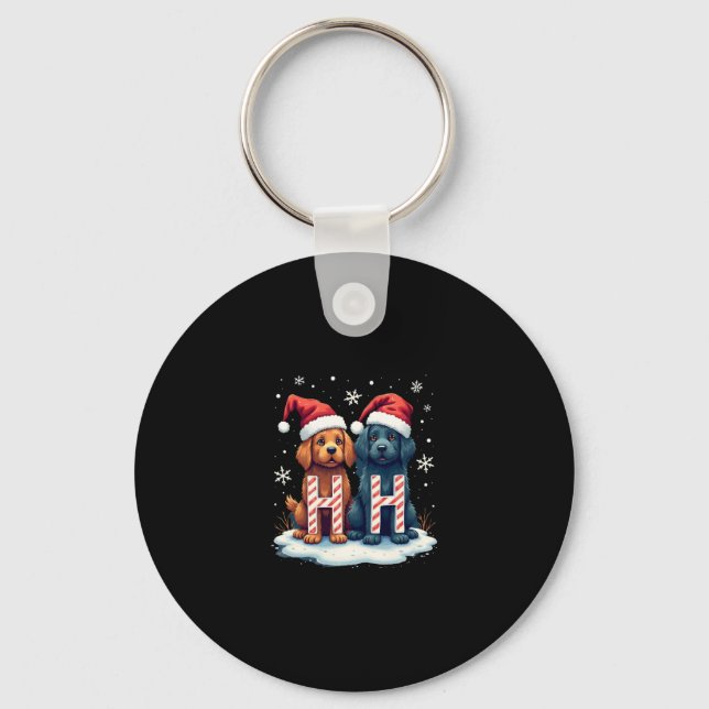 Ho Ho Ho Great Pyrenees Dog Lover Christmas Santa  Keychain (Front)