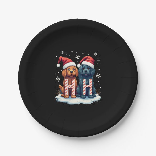 Ho Ho Ho Great Pyrenees Dog Lover Christmas Santa  Paper Plate (Front)
