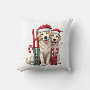 Ho Ho Ho Great Pyrenees Dog Lover Christmas Santa Throw Pillow