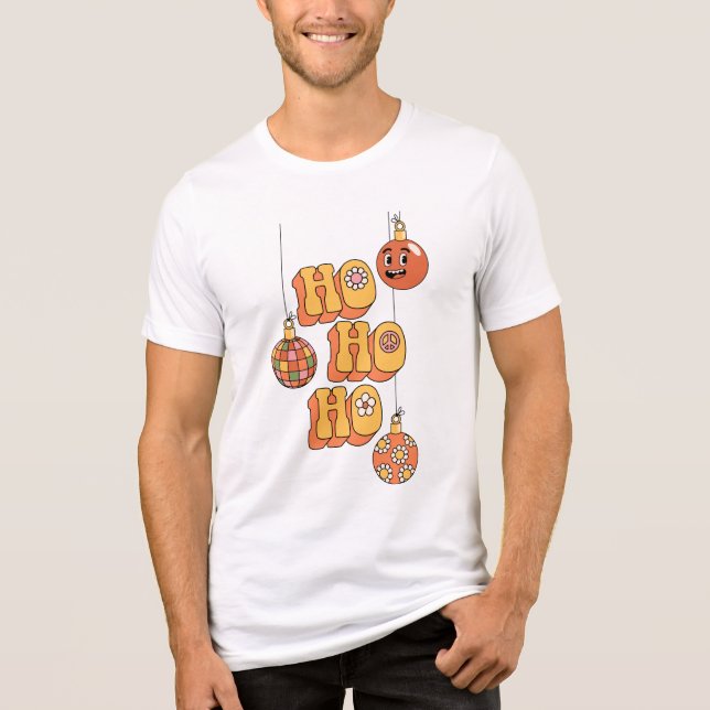 Ho Ho Ho - Groovy Christmas Cheer Tri-Blend Shirt (Front)