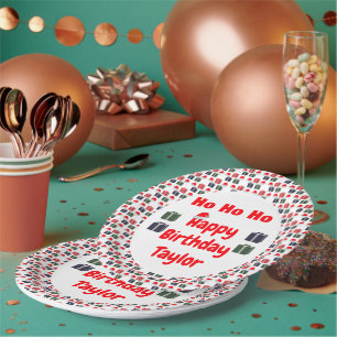 HO HO HO Happy Birthday Paper Plate