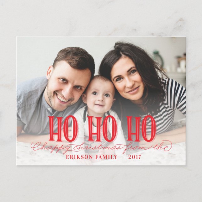 HO HO HO HAPPY CHRISTMAS HOLIDAY POSTCARD (Front)