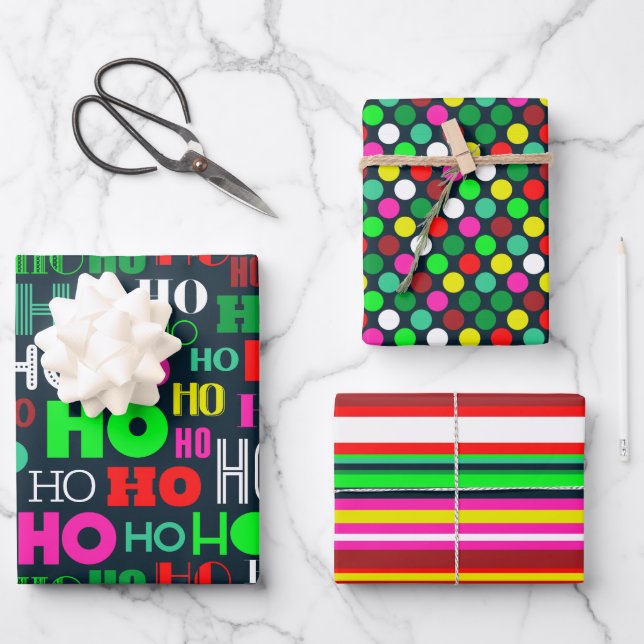 HO HO HO HOLIDAY CHRISTMAS WRAPPING PAPIER SHEETS (Recto)