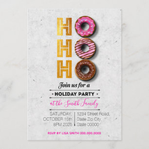 HO! HO! HO! Holiday Doughnuts Party Invitation