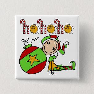 Ho Ho Ho Holiday Elf 2 Inch Square Button