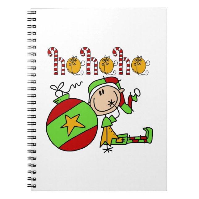 Ho Ho Ho Holiday Elf Jingle Bells Christmas Notebook (Front)