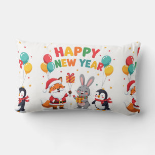 Ho Ho Ho Holiday Fun Throw Pillow-New Year Lumbar Pillow