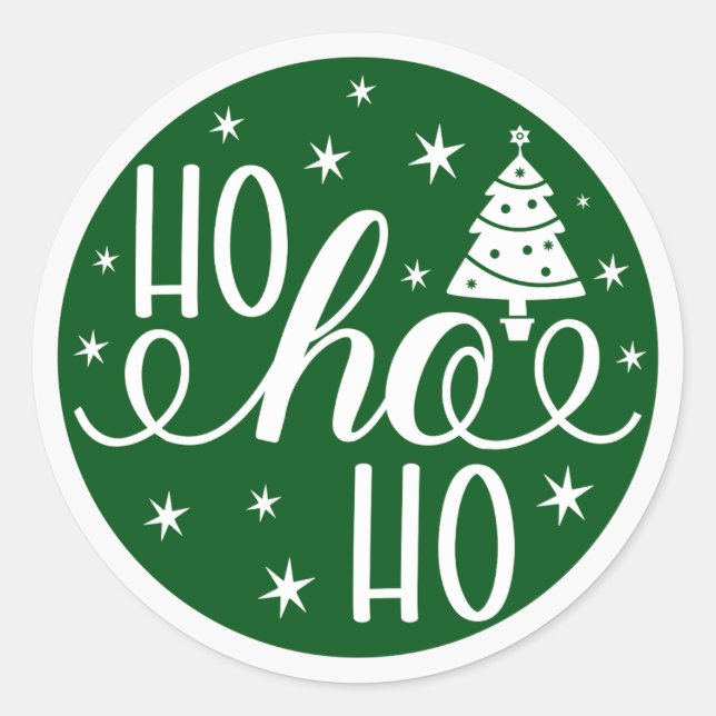 Ho Ho Ho Holiday Green Christmas Classic Round Sticker (Front)