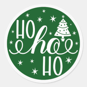 Ho Ho Ho Holiday Green Christmas Classic Round Sticker