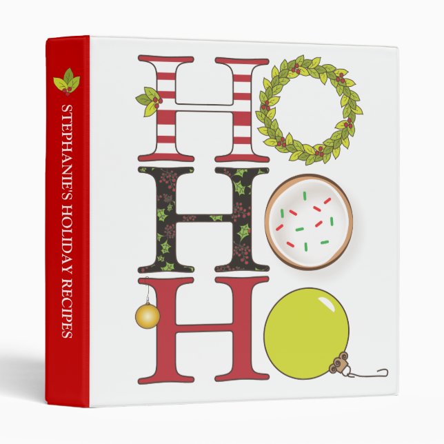 HO HO HO Holiday Recipe or Photo Binder (Front/Spine)