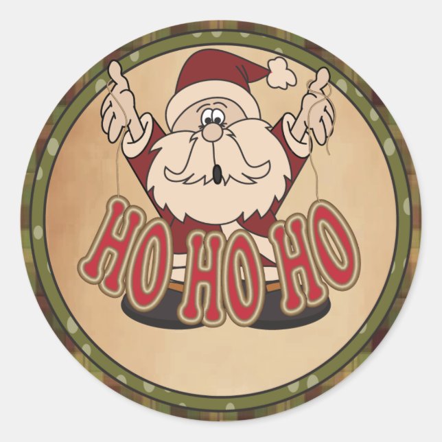 Ho Ho Ho Holiday Santa Claus Classic Round Sticker (Front)
