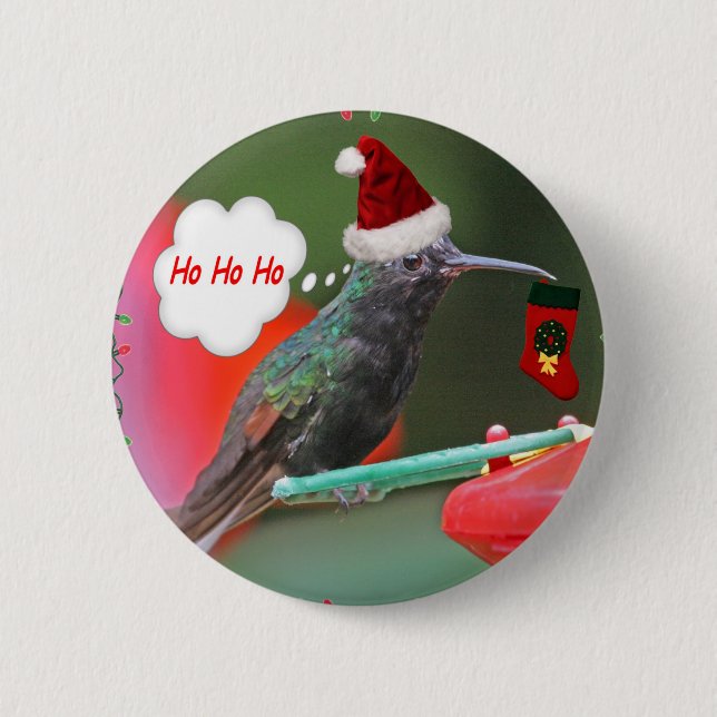 Ho Ho Ho Hummingbird 2 Inch Round Button (Front)
