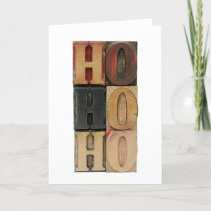 ho ho ho in letterpress wood type Christmas card
