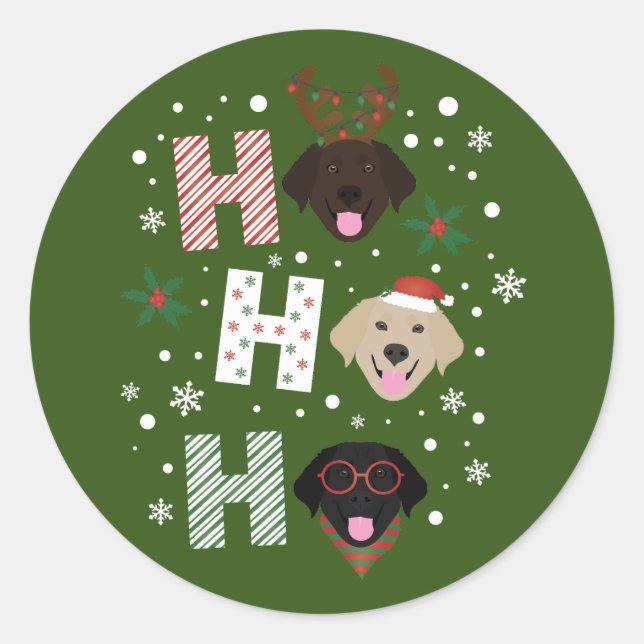 Ho Ho Ho Labrador Retriever Merry Christmas Classic Round Sticker (Front)