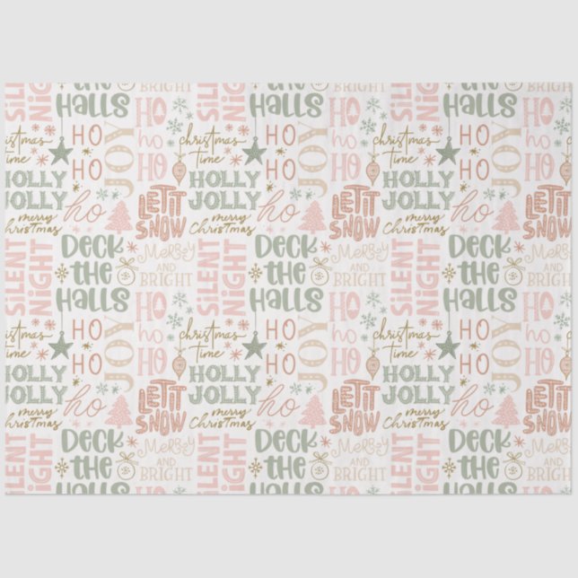 Ho Ho Ho Let It Snow Deck The Halls Christmas Tissue Paper (Front)