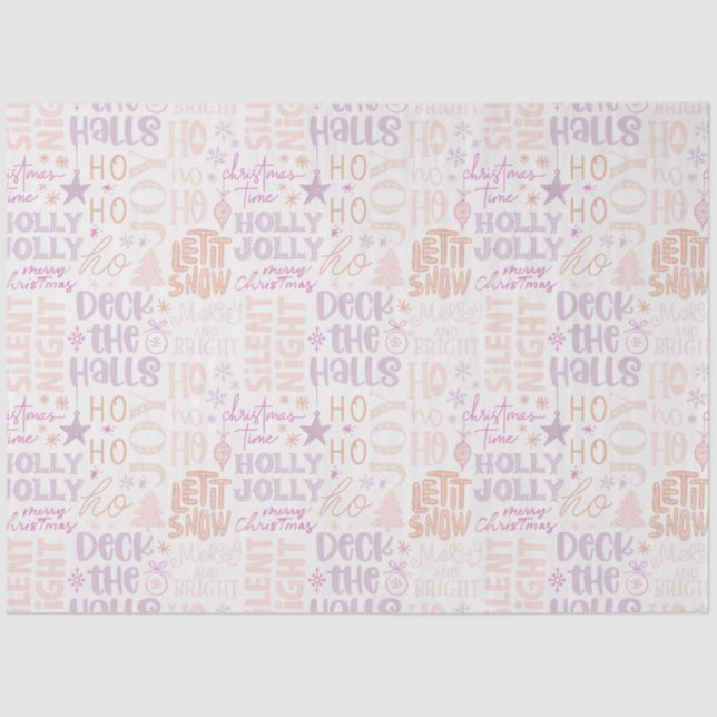 Ho Ho Ho Let It Snow Deck The Halls Christmas Tissue Paper (Front)