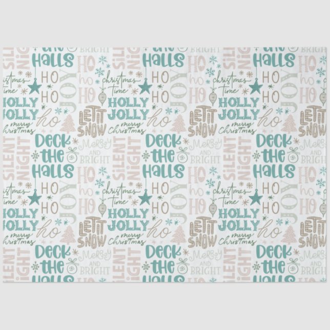 Ho Ho Ho Let It Snow Deck The Halls Christmas Tissue Paper (Front)