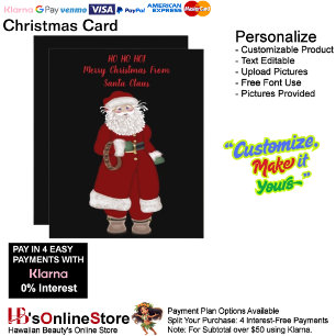 HO HO HO! Merry Christmas From Santa Claus 2 Holiday Card