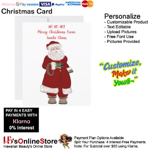 HO HO HO! Merry Christmas From Santa Claus  Holiday Card