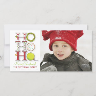 HO HO HO Merry Christmas Photo Greeting Holiday Card