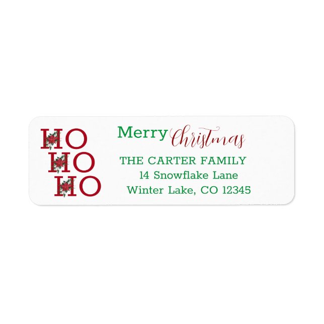 HO HO HO Merry Christmas Return Address (Front)