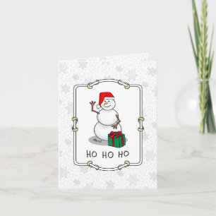 Ho Ho Ho Merry Christmas Santa Cute Snowman Card