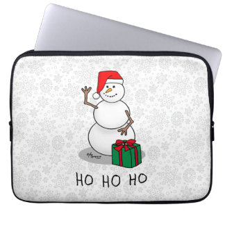 Ho Ho Ho Merry Christmas Santa Cute Snowman Laptop Sleeve