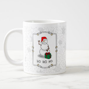 Ho Ho Ho Merry Christmas Santa Cute Snowman Large Coffee Mug