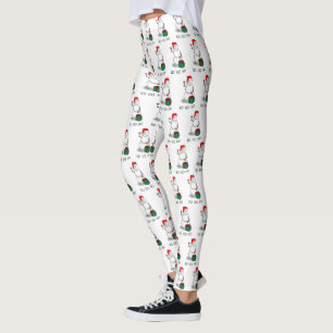 Ho Ho Ho Merry Christmas Santa Cute Snowman Leggings