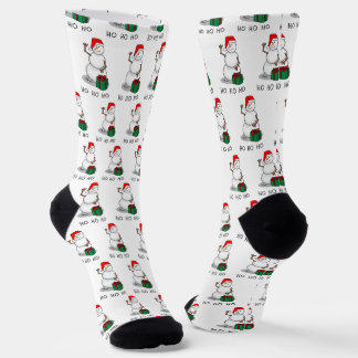 Ho Ho Ho Merry Christmas Santa Cute Snowman Socks