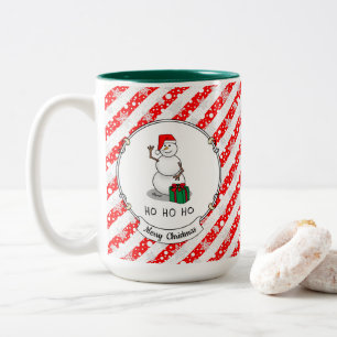 Ho Ho Ho Merry Christmas Santa Cute Snowman Two-Tone Coffee Mug