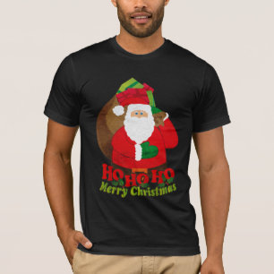 Ho Ho Ho Merry Christmas santa mens dark t-shirt