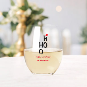 Ho Ho Ho: Merry Christmas Stemless Wine Glass