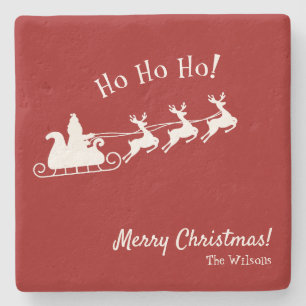 Ho Ho Ho Merry Christmas with Santa, Red Coaster