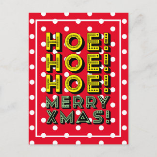 Ho! Ho! Ho! Merry Xmas! Custom Colours Snowy Postcard