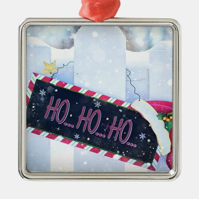 Ho Ho Ho Metal Ornament (Front)