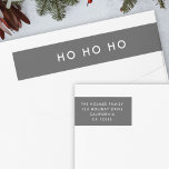 Ho Ho Ho Minimalist Christmas Grey Return Address Wrap Around Label<br><div class="desc">Simple,  stylish "Ho Ho Ho" wrap around label in monochrome black and white with a modern minimalist typography in white which can be easily personalized with your own greeting,  family name & address to pair with our matching holiday card range!</div>