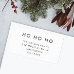 Ho Ho Ho | Minimalist Clean Simple White Christmas Label<br><div class="desc">Simple,  stylish "Ho Ho Ho" return address label in monochrome black and white with a modern minimalist typography in off-black which can be easily personalized with your own greeting,  family name & address to pair with our matching holiday card range!</div>