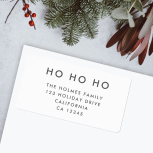 Ho Ho Ho   Minimalist Clean Simple White Christmas Label