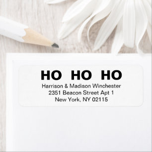 Ho Ho Ho minimalist modern white Christmas address