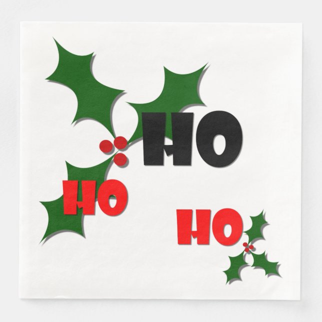 Ho Ho Ho Mistletoe Paper Napkins (Front)