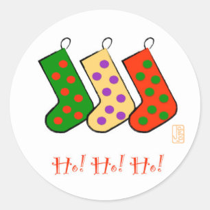 Ho! Ho! Ho! Mod Stockings Merry Christmas  Classic Round Sticker
