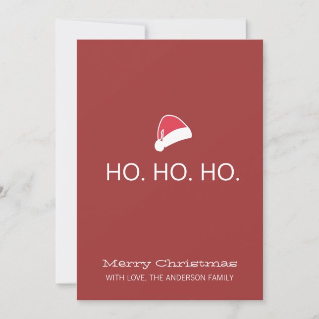 HO HO HO Modern Christmas Photo Flat Cards (Front)