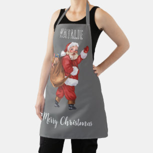 Ho ho ho Monogrammed Merry Christmas Santa Claus Apron