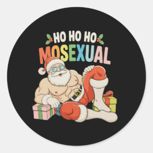 Ho Ho Ho Mosexual Gay Santa LGBT Pride Christmas Classic Round Sticker