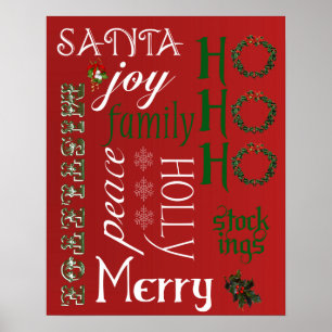 HO HO HO Mots de Noël Poster ou imprimer