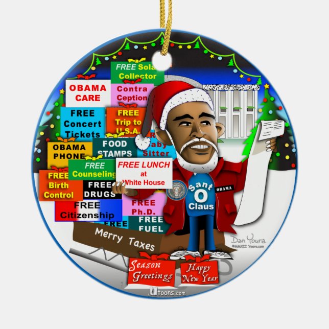 Ho Ho Ho Obama Ceramic Ornament (Front)